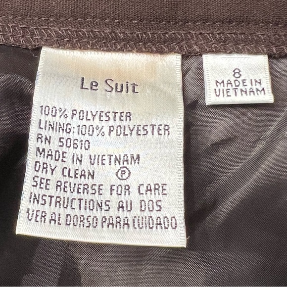 Le Suit Essentials Suit Slacks, Fully Lined, Concealed Side Zipper, Brown, Sz 8 - Picture 3 of 6